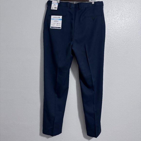Saddlebred Traveler Comfort Flex Dress Pants 36x32 Dark Blue Straight Fit NWT - Picture 2 of 13